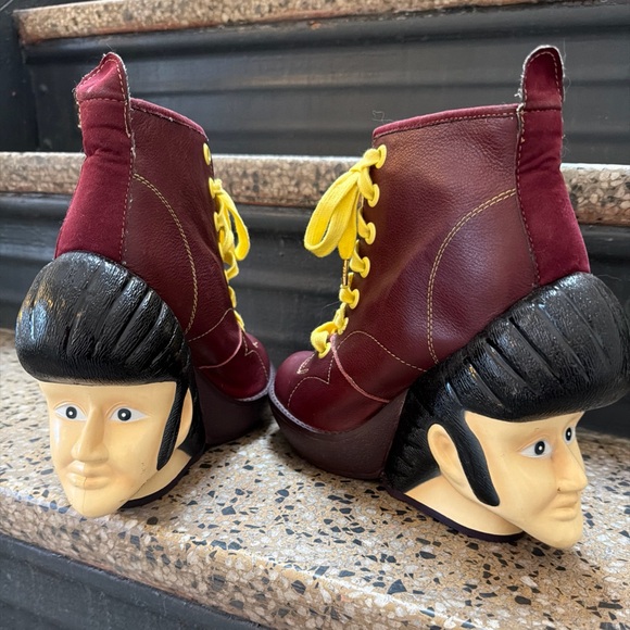 Irregular Choice Unique ELVIS Heart Break Lace-up Platform Music Boots Size 38 - Picture 12 of 15